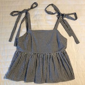Gingham Tie-Shoulder Top